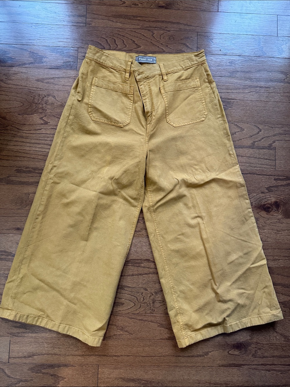 Point Sur Anthropologie Wide Leg Mustard Yellow Cotton Pants size 32